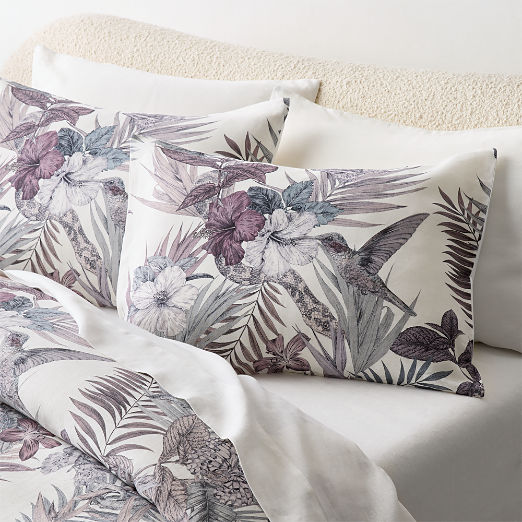 Eden Off White and Smoked Mauve Linen Standard Pillow Shams Set of 2