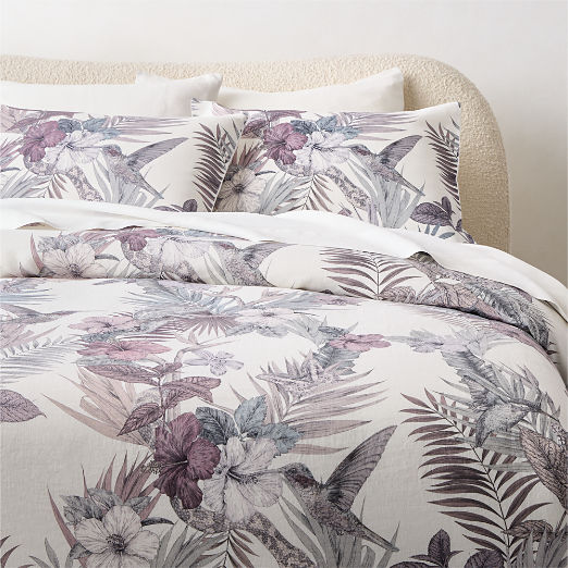 Eden Off White and Smoked Mauve Linen Full/Queen Duvet Cover
