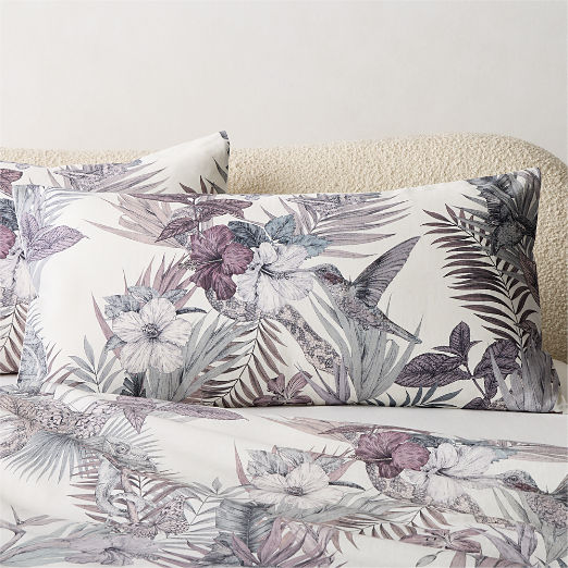 Eden Off White and Smoked Mauve Linen King Pillow Shams Set of 2