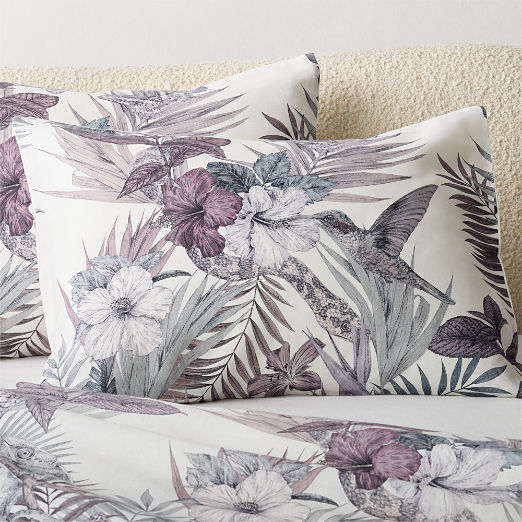 Eden Off White and Smoked Mauve Linen Standard Pillow Shams Set of 2