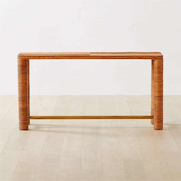 Edie Rattan Console Table Cb2, Rattan Console Table With Storage