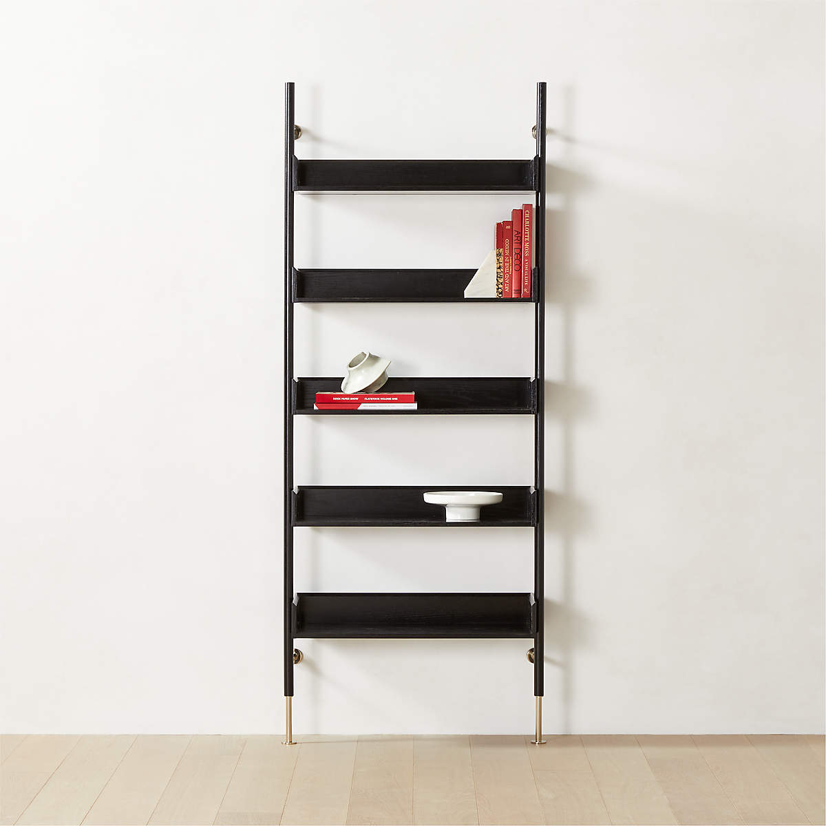 Effie Modern Black Oak Wall Mount Bookshelf + Reviews CB2