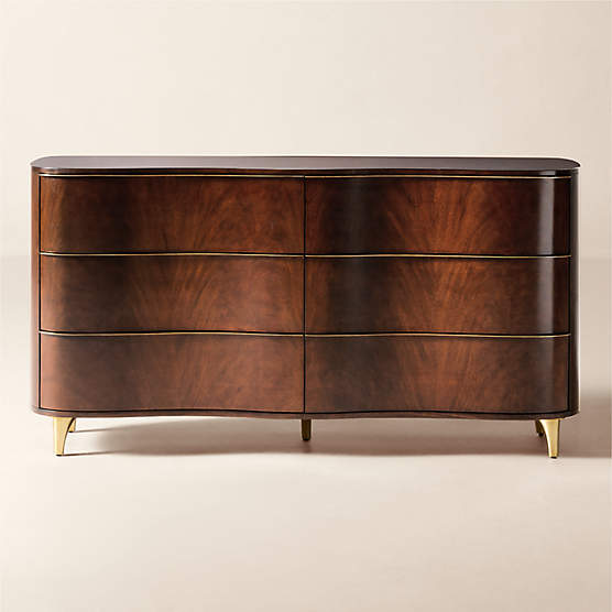 Egan 70" Mahogany Wood 6-Drawer Dresser