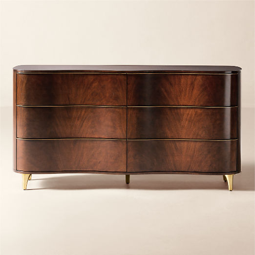 Egan 70" Mahogany Wood 6-Drawer Dresser