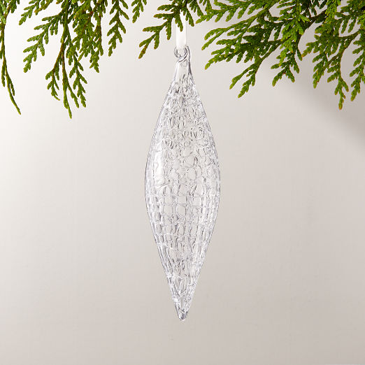 Eira Drop Clear Laced Glass Christmas Tree Ornament 9"