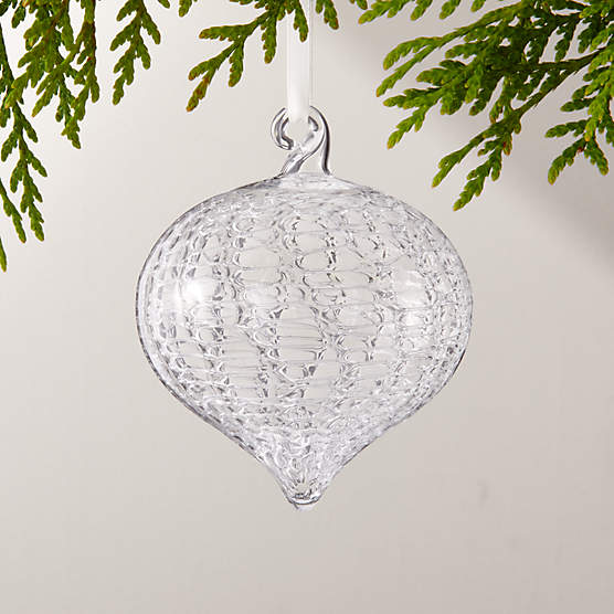 Eira Drop Clear Laced Glass Christmas Tree Ornament 4.75"