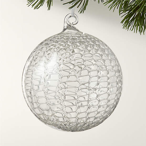 Eira Round Clear Laced Glass Christmas Tree Ornament 5"