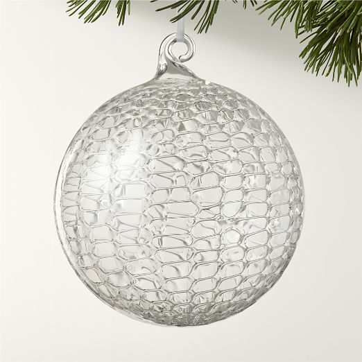 Eira Round Clear Laced Glass Christmas Tree Ornament 5"