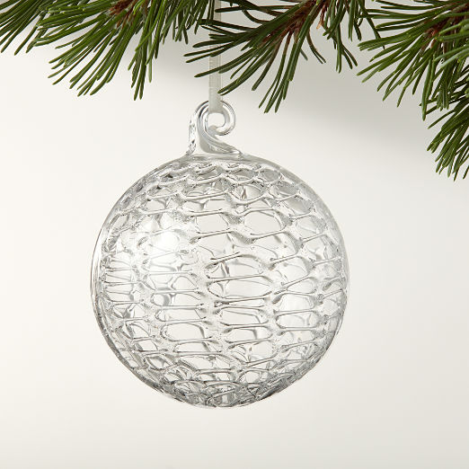 Eira Round Clear Laced Glass Christmas Tree Ornament 3"