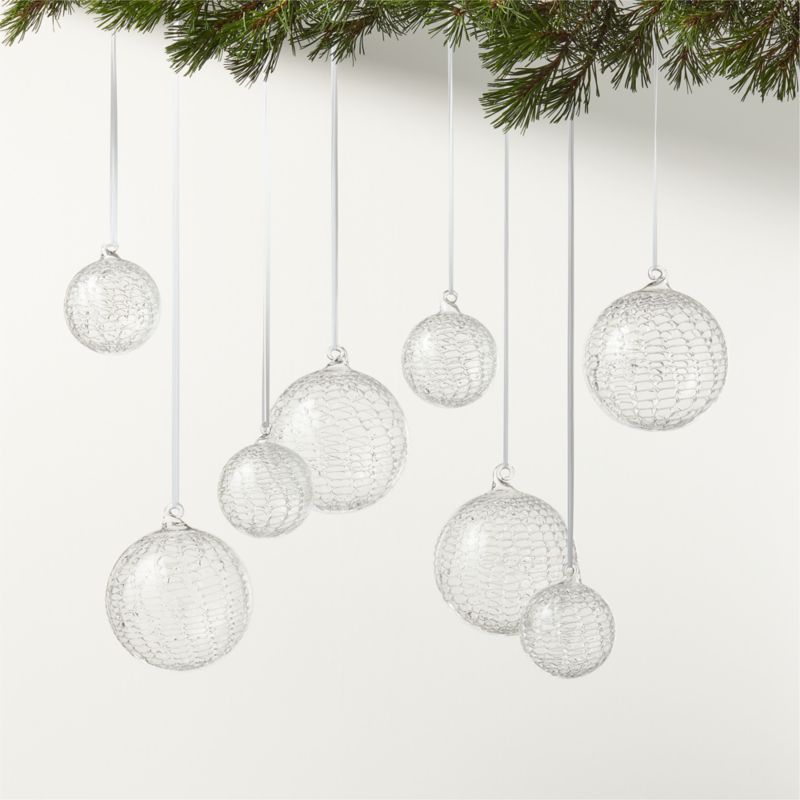 Viewing product image Eira Round Clear Laced Glass Christmas Tree Ornaments Set of 8 - image 1 of 4