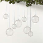 Eira Round Clear Laced Glass Christmas Tree Ornaments Set of 8