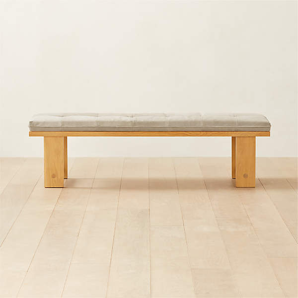 El Molino Oak Dining Bench with Suede Cushion by Lawson Fenning