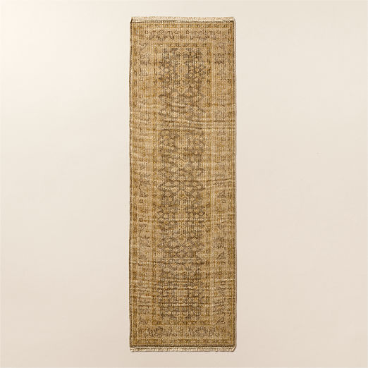 Elena Hand-Knotted Golden Brown Performance Runner Rug 2.5'x8'
