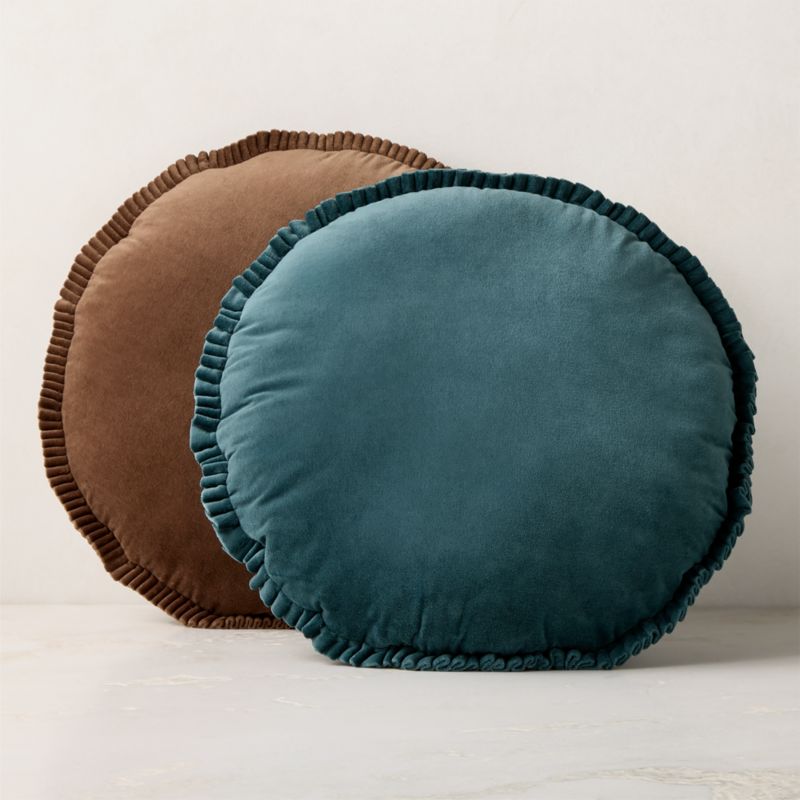 Elise Tobacco Brown Velvet Round Throw Pillow 18" - image 2 of 3