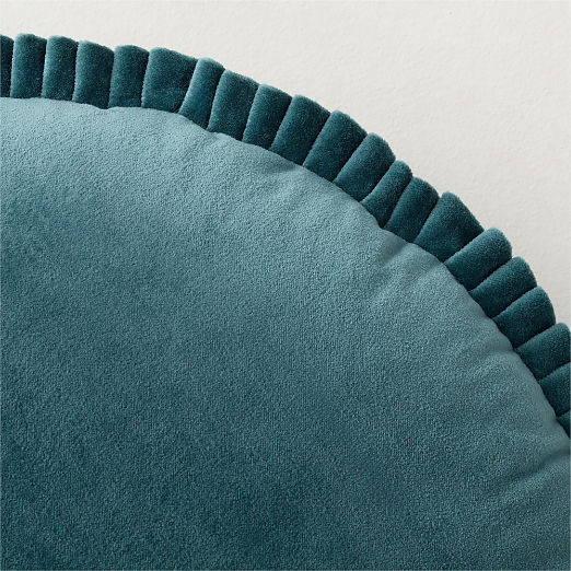Elise Dark Teal Velvet Round Throw Pillow 18"