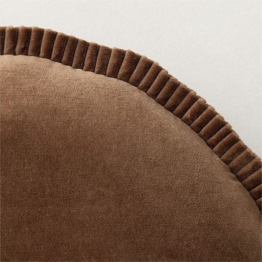 Elise Tobacco Brown Velvet Round Throw Pillow 18"