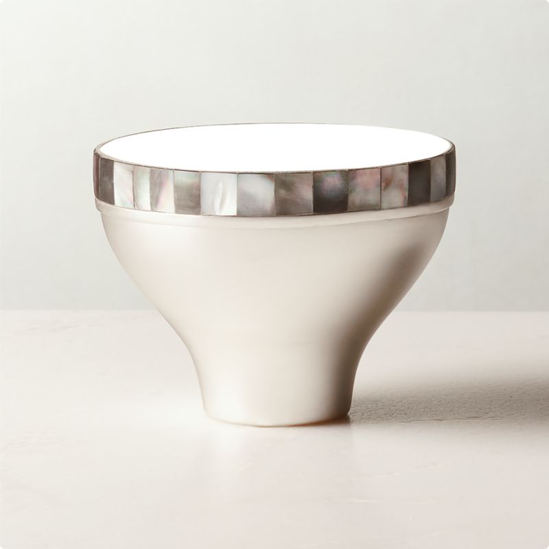 View Ella Black Mother of Pearl and Silver Serving Bowl Small details