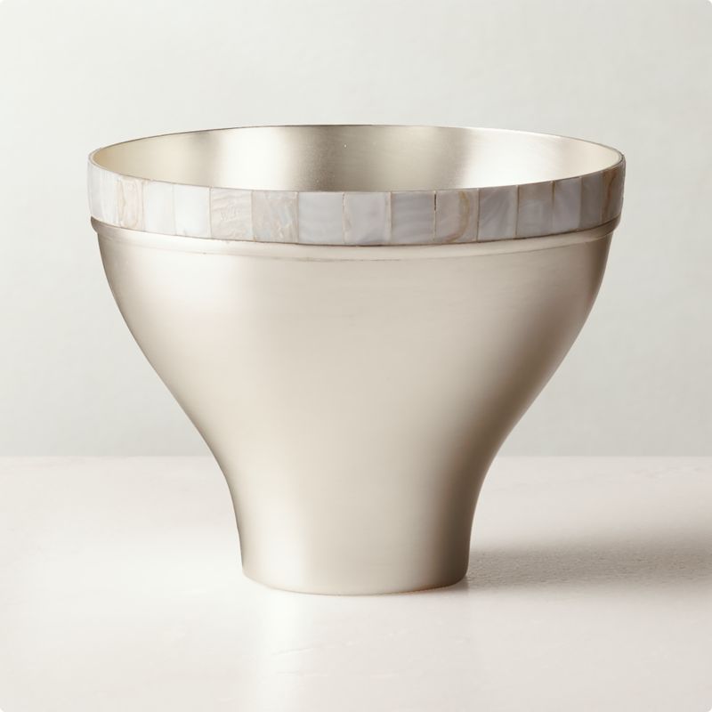 View Ella White Mother of Pearl and Silver Serving Bowl Large details