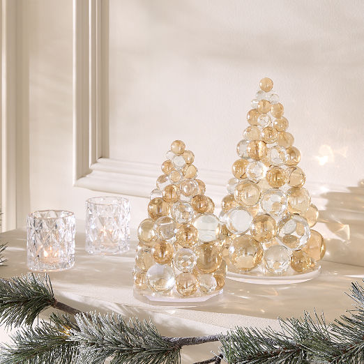Elle Clear and Amber Crystal Christmas Tree Figures