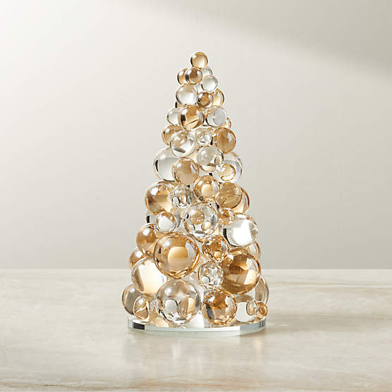 Elle Clear and Amber Crystal Christmas Tree Figure 11"