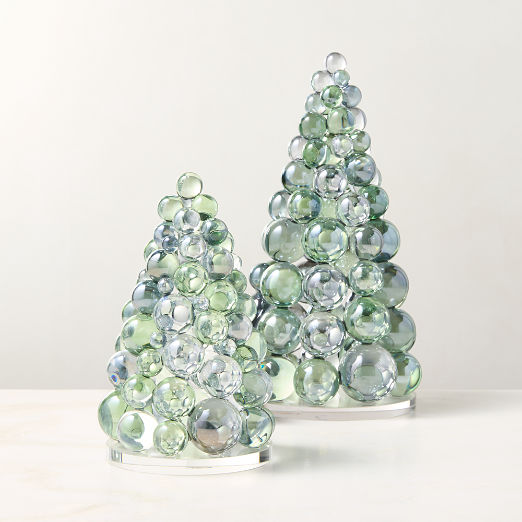 Elle Tonal Green Crystal Christmas Tree Figures