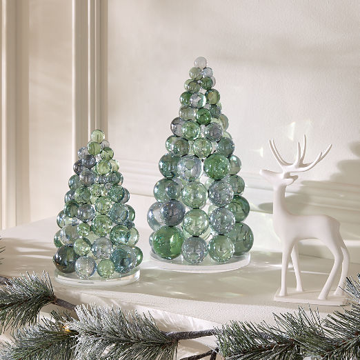 Elle Tonal Green Crystal Christmas Tree Figures