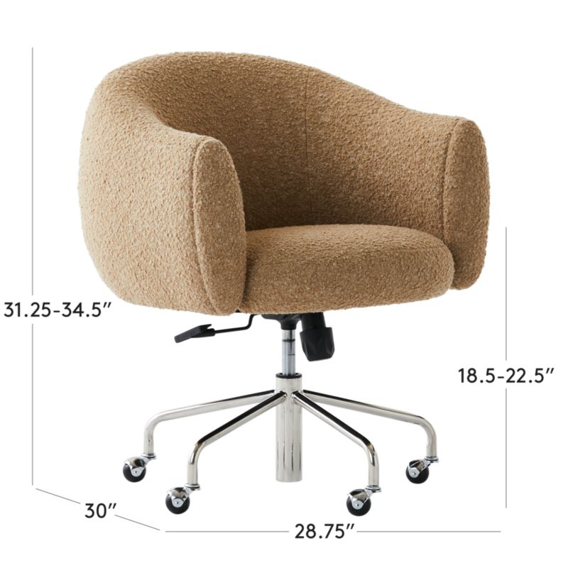 View Ellessi Camel Boucle Swivel Office Chair - image 3 of 8