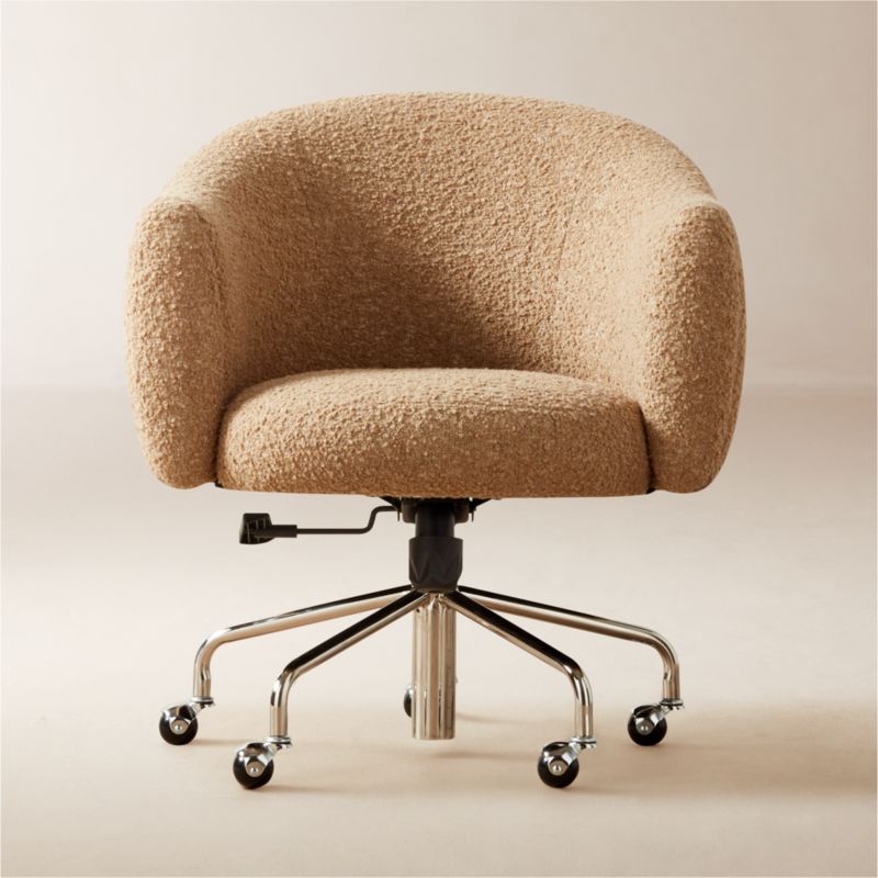 Ellessi Camel Boucle Swivel Office Chair - image 0 of 8