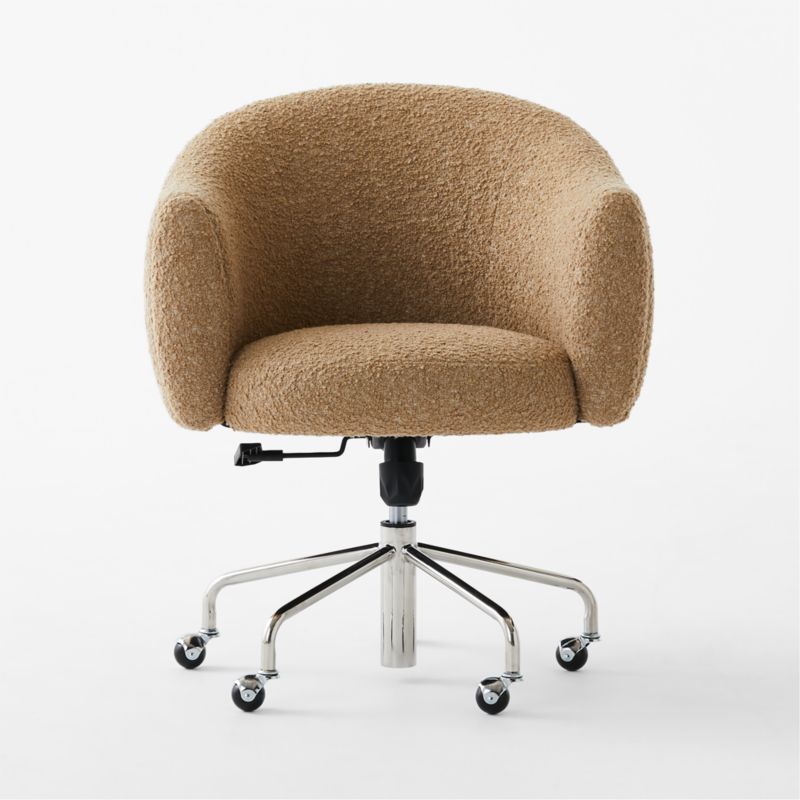 Ellessi Camel Boucle Swivel Office Chair - image 3 of 8