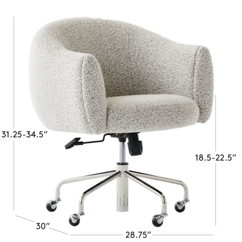 View Ellessi Peppered Grey Boucle Swivel Office Chair - image 3 of 9