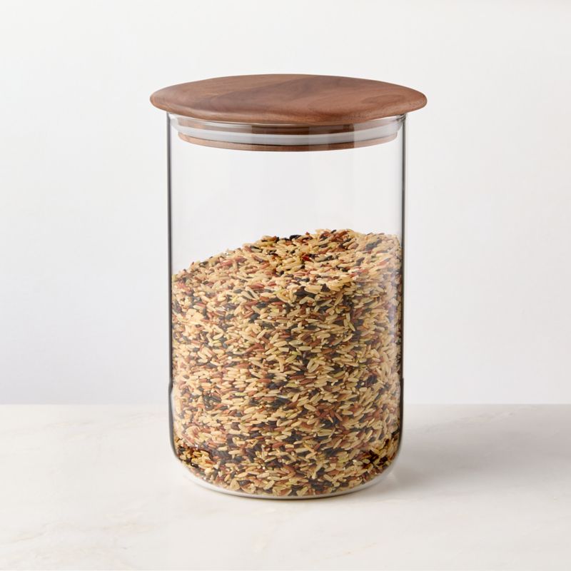 Viewing product image Ellis Short Glass Canister with Walnut Lid - image 1 of 4