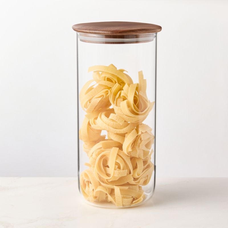 View Ellis Tall Glass Canister with Walnut Lid details