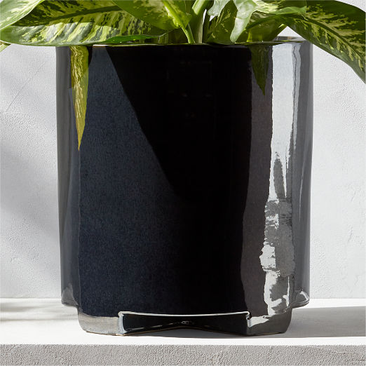 Elone Black Metallic Footed Outdoor Planter Large