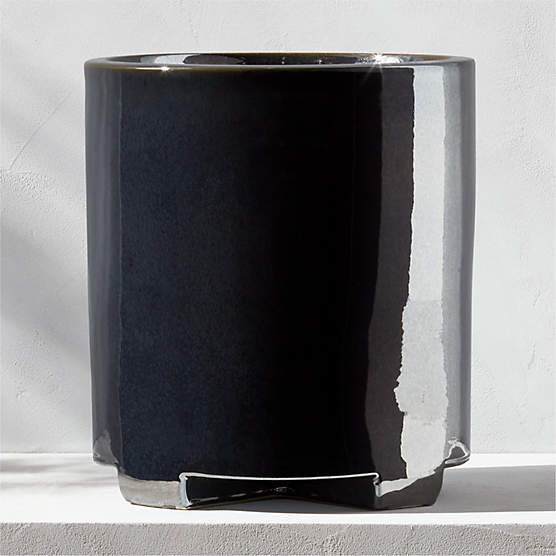 Elone Black Metallic Footed Outdoor Planter Large