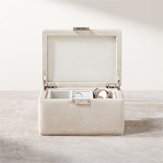 Elory Taupe Shagreen Jewelry Box Organizer