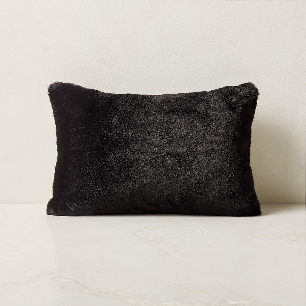 Black faux fur throw sales pillows