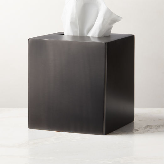 Elton Blackened Stainless Steel Tissue Box Cover