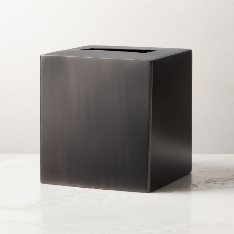 View Elton Blackened Stainless Steel Tissue Box Cover details
