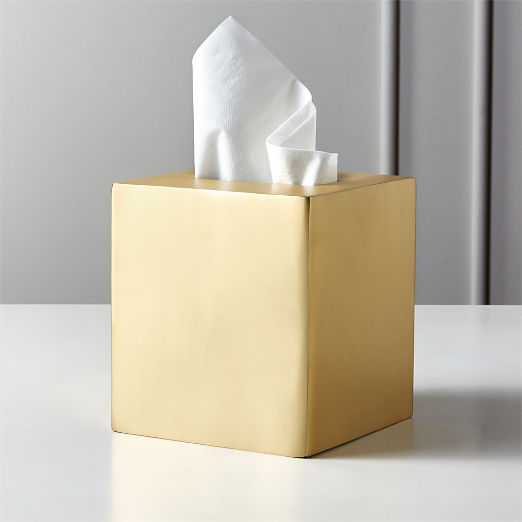 Elton Brushed Brass Tissue Box Cover