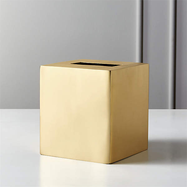 Elton Brushed Brass Tissue Box Cover + Reviews