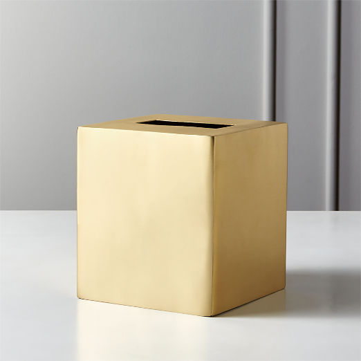 Elton Brushed Brass Tissue Box Cover