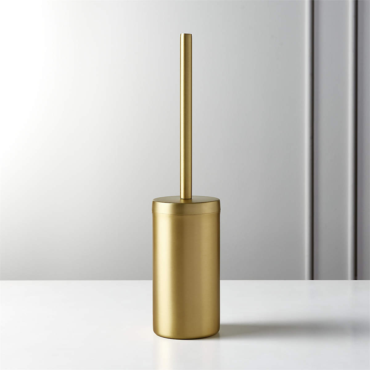 Elton Brushed Brass Toilet Brush + Reviews | CB2