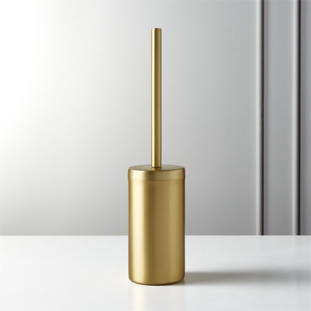 Elton Brushed Brass Toilet Brush + Reviews CB2