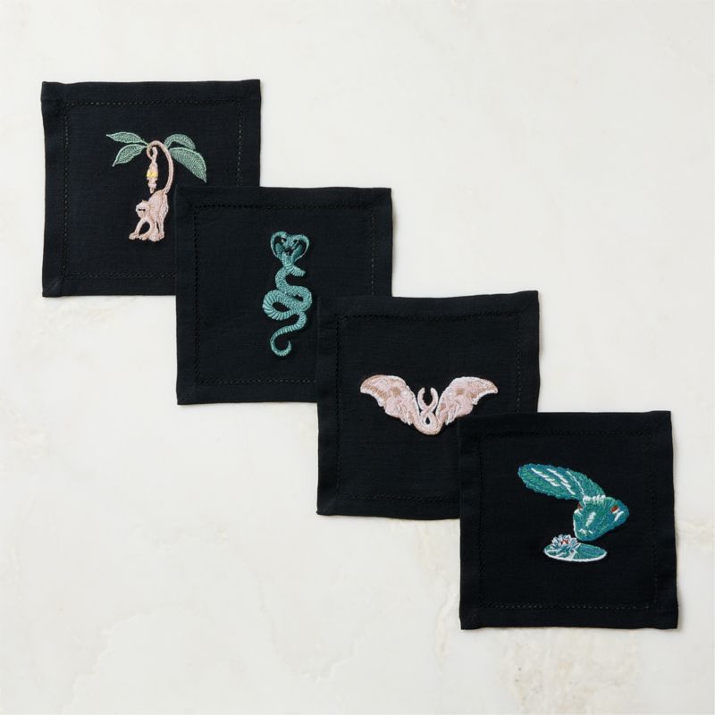 Embroidered Cocktail Napkins Set of 4 - The White Lotus - image 0 of 4