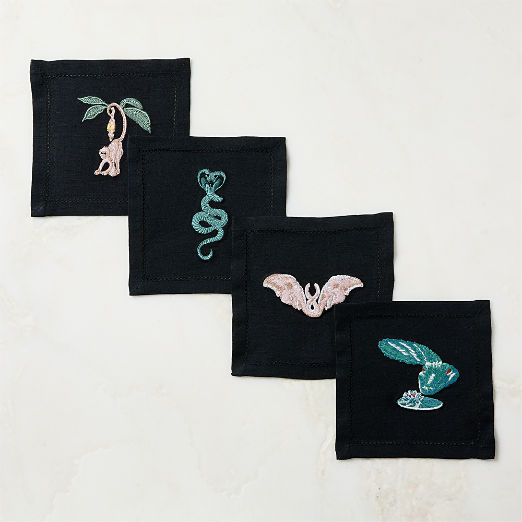 Embroidered Cocktail Napkins Set of 4 - The White Lotus