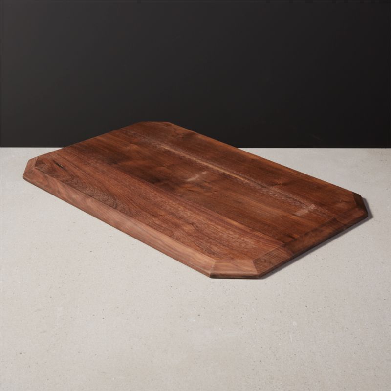 View Emerald Cut Walnut Wood Serving Board by Jennifer Fisher details