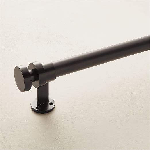 Emery Single Matte Black Curtain Rod 28"-48"x1.25"