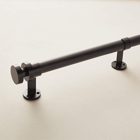 Emery Single Matte Black Curtain Rod 88"-120"x1.25"