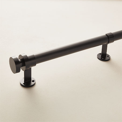 Emery Single Matte Black Curtain Rod 48"-88"x1.25"