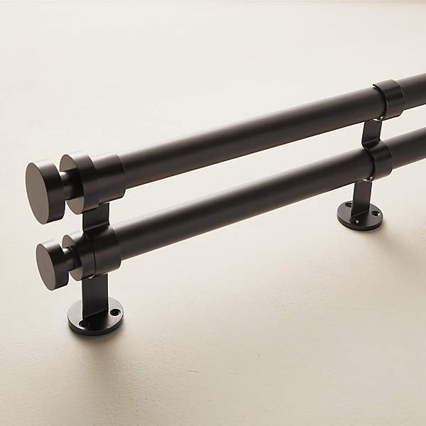 Emery Double Matte Black Curtain Rod 88, Wrought Iron Curtain Rods Canada